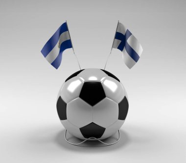 El-Salvador - Finlandiya Futbol Bayrakları, Beyaz Arkaplan - 3D Render