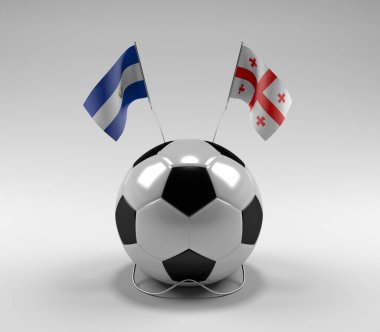 El-Salvador - Georgia Futbol Bayrakları, Beyaz Arkaplan - 3D Render