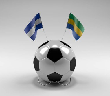 El-Salvador - Gabon Futbol Bayrakları, Beyaz Arkaplan - 3D Render