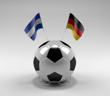 El-Salvador - Almanya Futbol Bayrakları, Beyaz Arkaplan - 3D Render