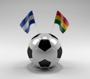 El-Salvador - Gana Futbol Bayrakları, Beyaz Arkaplan - 3D Render