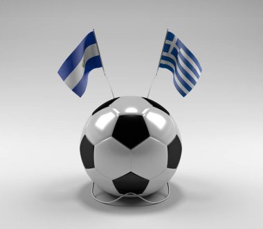 El-Salvador - Yunanistan Futbol Bayrakları, Beyaz Arkaplan - 3D Render