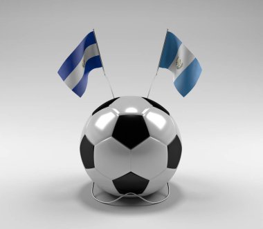 El-Salvador - Guatemala Futbol Bayrakları, Beyaz Arkaplan - 3D Render