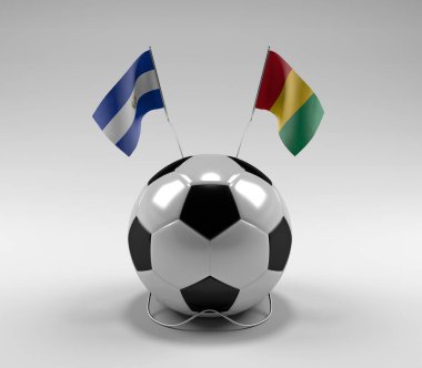 El-Salvador - Gine Futbol Bayrakları, Beyaz Arkaplan - 3D Render