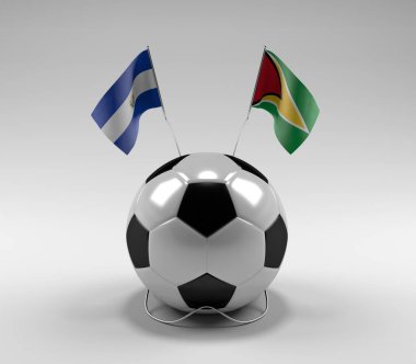 El-Salvador - Guyana Futbol Bayrakları, Beyaz Arkaplan - 3D Render