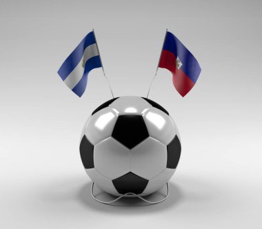 El-Salvador - Haiti Futbol Bayrakları, Beyaz Arkaplan - 3D Render