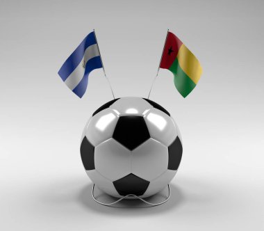 El-Salvador - Gine-Bissau Futbol Bayrakları, Beyaz Arkaplan - 3D Render