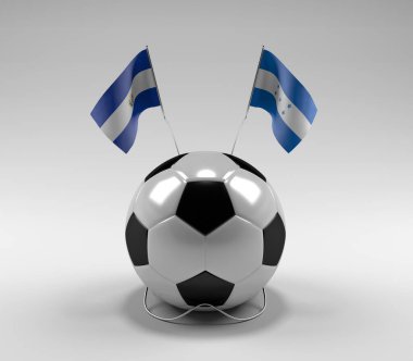 El-Salvador - Honduras Futbol Bayrakları, Beyaz Arkaplan - 3D Render