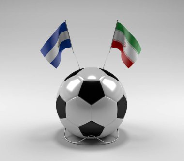 El-Salvador - İran Futbol Bayrakları, Beyaz Arkaplan - 3D Render