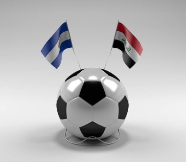 El-Salvador - Irak Futbol Bayrakları, Beyaz Arkaplan - 3D Render