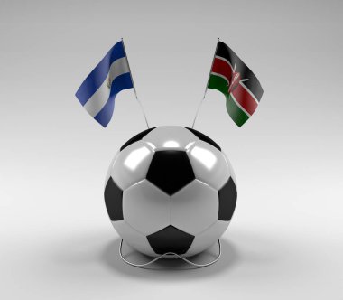 El-Salvador - Kenya Futbol Bayrakları, Beyaz Arkaplan - 3D Render