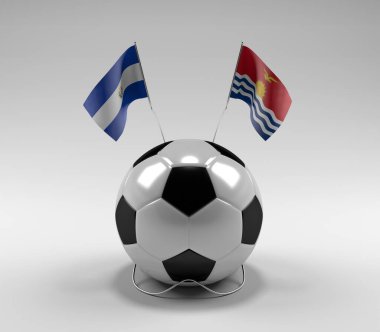 El-Salvador - Kiribati Futbol Bayrakları, Beyaz Arkaplan - 3D Render