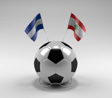 El-Salvador - Lübnan Futbol Bayrakları, Beyaz Arkaplan - 3D Render