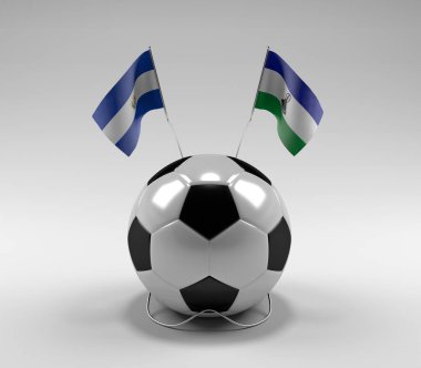 El-Salvador - Lesotho Futbol Bayrakları, Beyaz Arkaplan - 3D Render