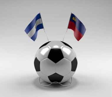 El-Salvador - Lihtenştayn Futbol Bayrakları, Beyaz Arkaplan - 3D Render