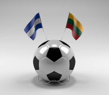 El-Salvador - Litvanya Futbol Bayrakları, Beyaz Arkaplan - 3D Render