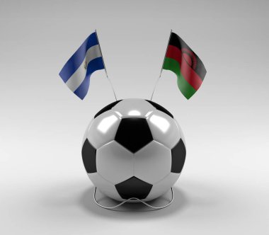 El-Salvador - Malawi Futbol Bayrakları, Beyaz Arkaplan - 3D Render