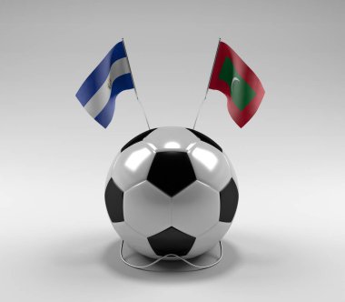 El-Salvador - Maldivler Futbol Bayrakları, Beyaz Arkaplan - 3D Render