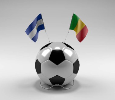 El-Salvador - Mali Futbol Bayrakları, Beyaz Arkaplan - 3D Render