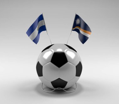 El-Salvador - Marshall-Adaları Futbol Bayrakları, Beyaz Arkaplan - 3D Render