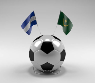 El-Salvador - Moritanya Futbol Bayrakları, Beyaz Arkaplan - 3D Render