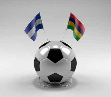 El-Salvador - Mauritius Futbol Bayrakları, Beyaz Arkaplan - 3D Render