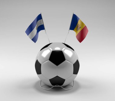 El-Salvador - Moldova Futbol Bayrakları, Beyaz Arkaplan - 3D Render
