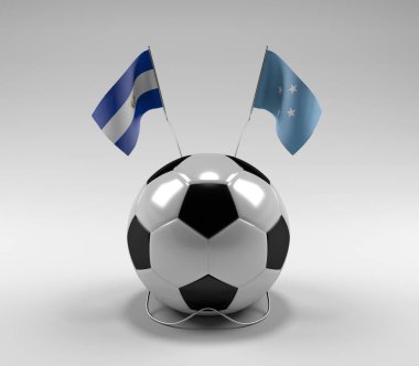 El-Salvador - Mikronezya Futbol Bayrakları, Beyaz Arkaplan - 3D Render
