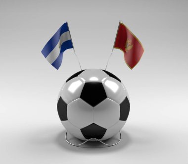 El-Salvador - Karadağ Futbol Bayrakları, Beyaz Arkaplan - 3D Render
