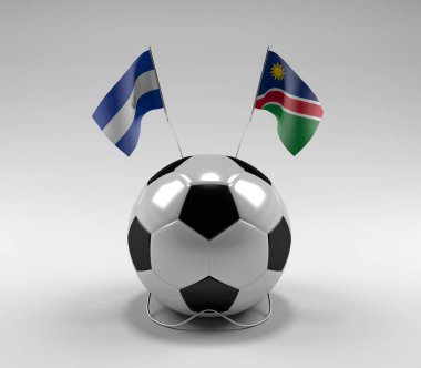 El-Salvador - Namibya Futbol Bayrakları, Beyaz Arkaplan - 3D Render