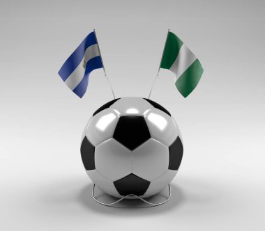 El-Salvador - Nijerya Futbol Bayrakları, Beyaz Arkaplan - 3D Render