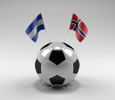 El-Salvador - Norveç Futbol Bayrakları, Beyaz Arkaplan - 3D Render