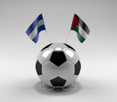 El-Salvador - Filistin Futbol Bayrakları, Beyaz Arkaplan - 3D Render
