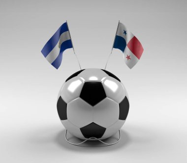 El-Salvador - Panama Futbol Bayrakları, Beyaz Arkaplan - 3D Render