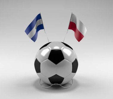 El-Salvador - Polonya Futbol Bayrakları, Beyaz Arkaplan - 3D Render