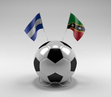 El-Salvador - Saint-Kitts-and-Nevis Futbol Bayrakları, Beyaz Arkaplan - 3D Render