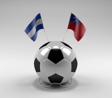 El-Salvador - Samoa Futbol Bayrakları, Beyaz Arkaplan - 3D Render