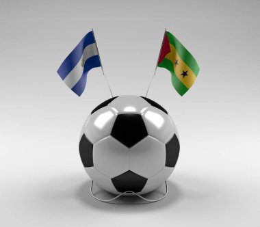 El-Salvador - Sao-Tome-Principe Futbol Bayrakları, Beyaz Arkaplan - 3D Render
