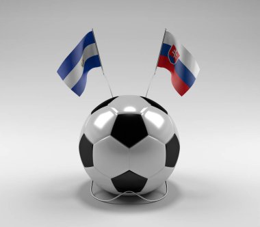 El-Salvador - Slovakya Futbol Bayrakları, Beyaz Arkaplan - 3D Render