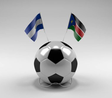 El-Salvador - Güney Sudan Futbol Bayrakları, Beyaz Arkaplan - 3D Render