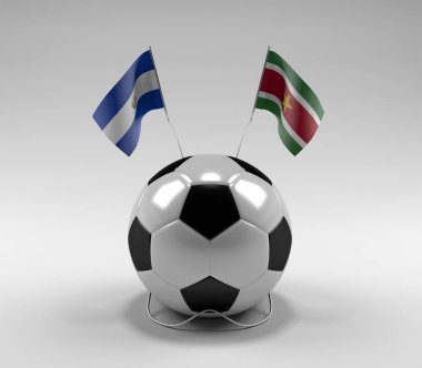 El-Salvador - Surinam Futbol Bayrakları, Beyaz Arkaplan - 3D Render