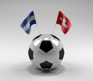 El-Salvador - İsviçre Futbol Bayrakları, Beyaz Arkaplan - 3D Render