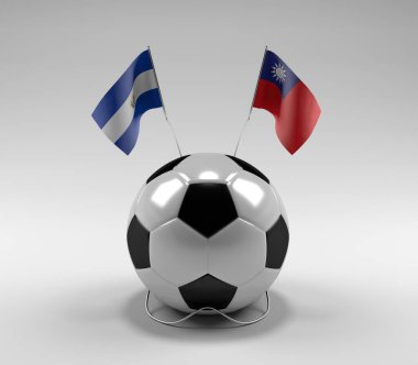 El-Salvador - Tayvan Futbol Bayrakları, Beyaz Arkaplan - 3D Render
