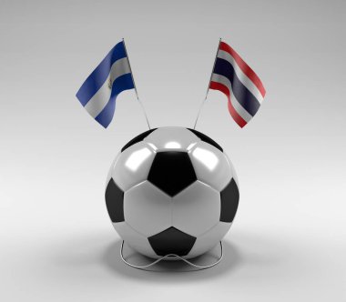 El-Salvador - Tayland Futbol Bayrakları, Beyaz Arkaplan - 3D Render