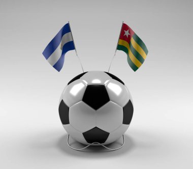 El-Salvador - Togo Futbol Bayrakları, Beyaz Arkaplan - 3D Render