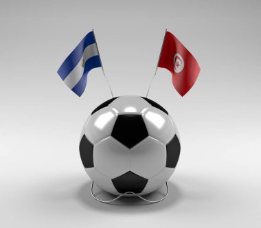 El-Salvador - Tunus Futbol Bayrakları, Beyaz Arkaplan - 3D Render