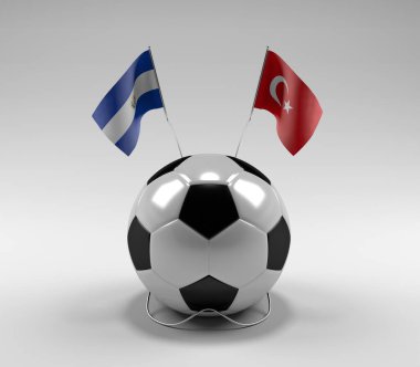 El-Salvador - Türkiye Futbol Bayrakları, Beyaz Arkaplan - 3D Render