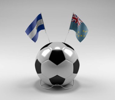 El-Salvador - Tuvalu Futbol Bayrakları, Beyaz Arkaplan - 3D Render