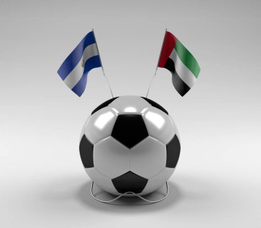 El-Salvador - Birleşik Arap-Emirlikleri Futbol Bayrakları, Beyaz Arkaplan - 3D Render