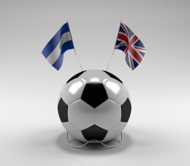 El-Salvador - Birleşik Krallık Futbol Bayrakları, Beyaz Arkaplan - 3D Render